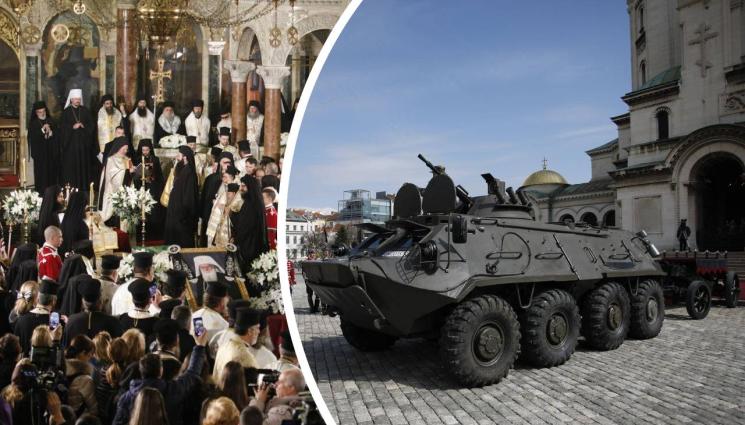 танк литийно шествие патриарх Неофит - ПО ЖЪЛТИТЕ ПАВЕТА: Литийното шествие на Неофит водено от танк!