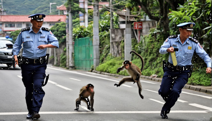 маймуна - РАЗБОЙНИЦИ: Полицията в Тайван погва маймуните!
