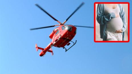 Медицински хеликоптер изтегли с лебедка бременна жена (ВИДЕО)