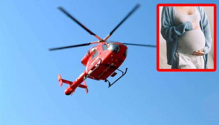 хеликоптер - Медицински хеликоптер изтегли с лебедка бременна жена (ВИДЕО)