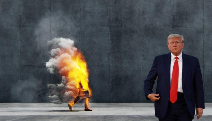 Тръмп - УЖАСЯВАЩО: Мъж се самозапали на метри от Доналд Тръмп! (СНИМКИ И ВИДЕО)