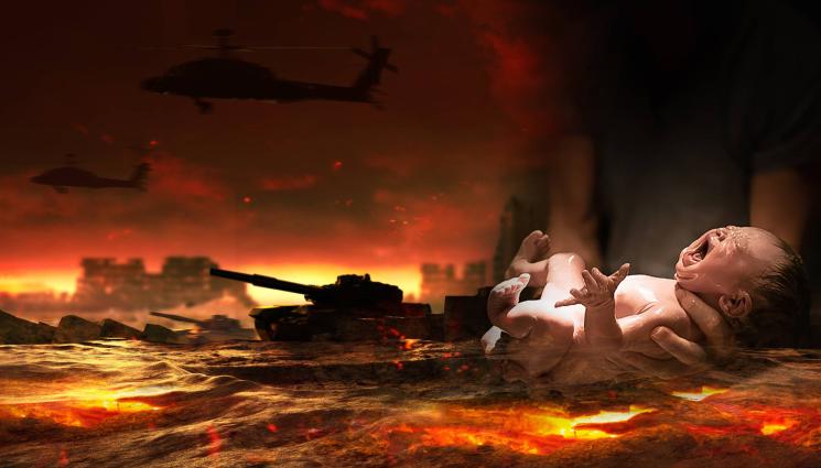 бебе война - ПОД ЗВУЦИТЕ НА ВОЙНАТА: Спасиха бебе от утробата на мъртвата му майка!