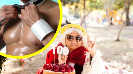 ОБЛАЖИ СЕ: 104-годишна бабка изплакна око с млад стриптийзьор! (ВИДЕО+СНИМКИ)
