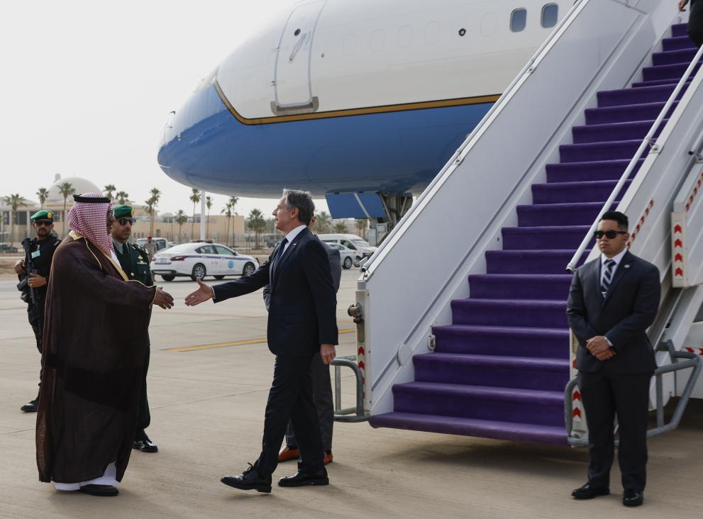 Държавният секретар на САЩ Антъни Блинкън пристигна днес в Саудитска