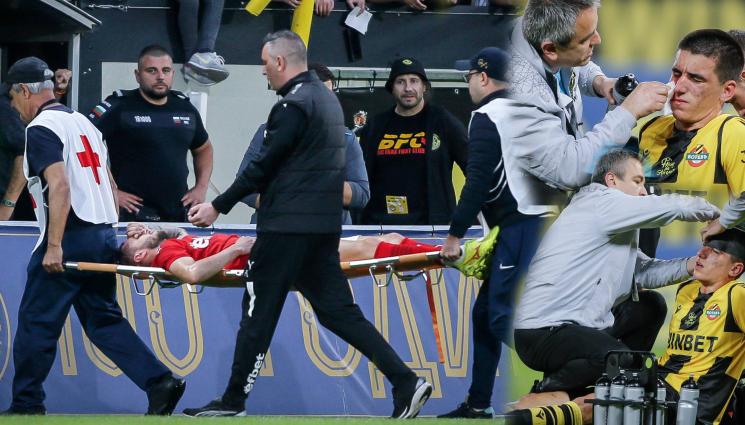 Вутов Ботев Пловдив ЦСКА 1948 - КЪРВАВО В ПЛОВДИВ: Играч на ЦСКА 1948 изнесен на носилка срещу Ботев още в началото (ВИДЕО)