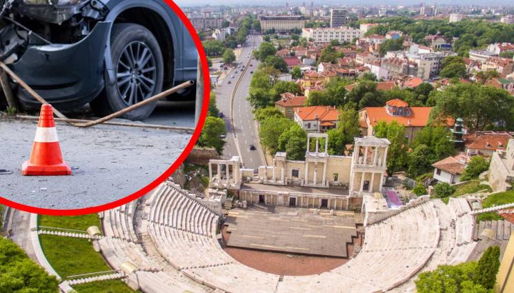 катастрофа пловдив - Шофьор направи мазало след обратен завой в Пловдив (ВИДЕО)