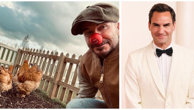 Дейвид Бекъм Роджър Федерер - Бекъм разходи кокошките преди да отлети при Федерер