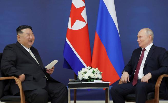 Лидерът на Северна Корея Ким Чен-ун и руският президент Владимир Путин