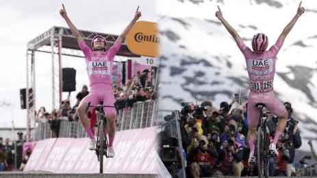 С УСМИВКА в края на изнурителни 222 км на велосипеда финишира лидерът в Джиро д'Италия Погачар