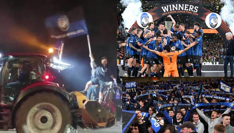 Бергамо Аталанта - ЩУРА НОЩ С 15 000 В БЕРГАМО: Празнуват и с трактор титлата на Аталанта в Лига Европа