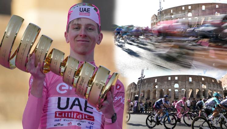 Погачар Джиро Колизеум Рим - ГЛАДИАТОРИ ПРЕД КОЛИЗЕУМА: Словенският колоездачен