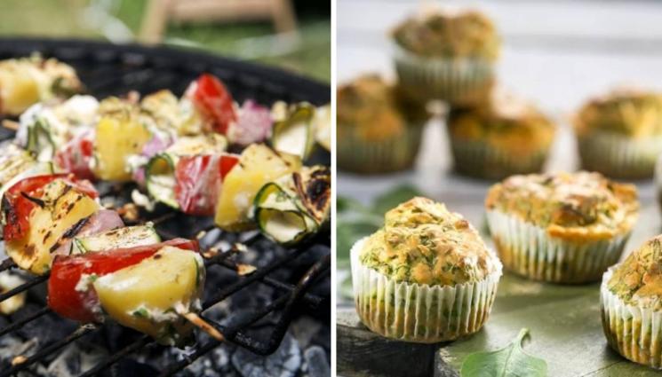 рецепти - БОНАПЕТИТНО ХАПВАНЕ: Бързи гъби с грах на тиган, апетитни зеленчукови шишчета по индийски или пикантни мъфини