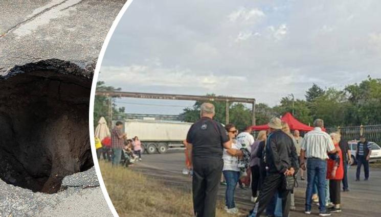 обручище - ДУПКА ДО ДУПКА: Протестиращи затвориха част от международен път, искат ремонт