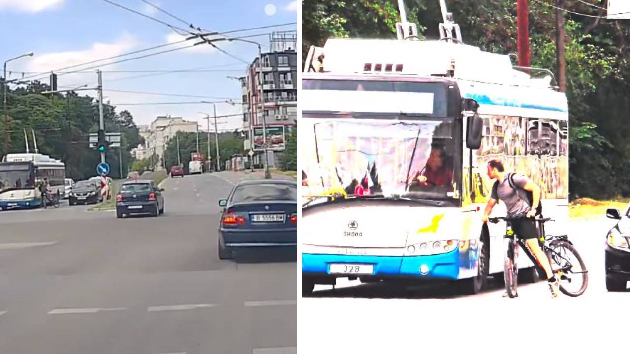 варна автобус колоездач