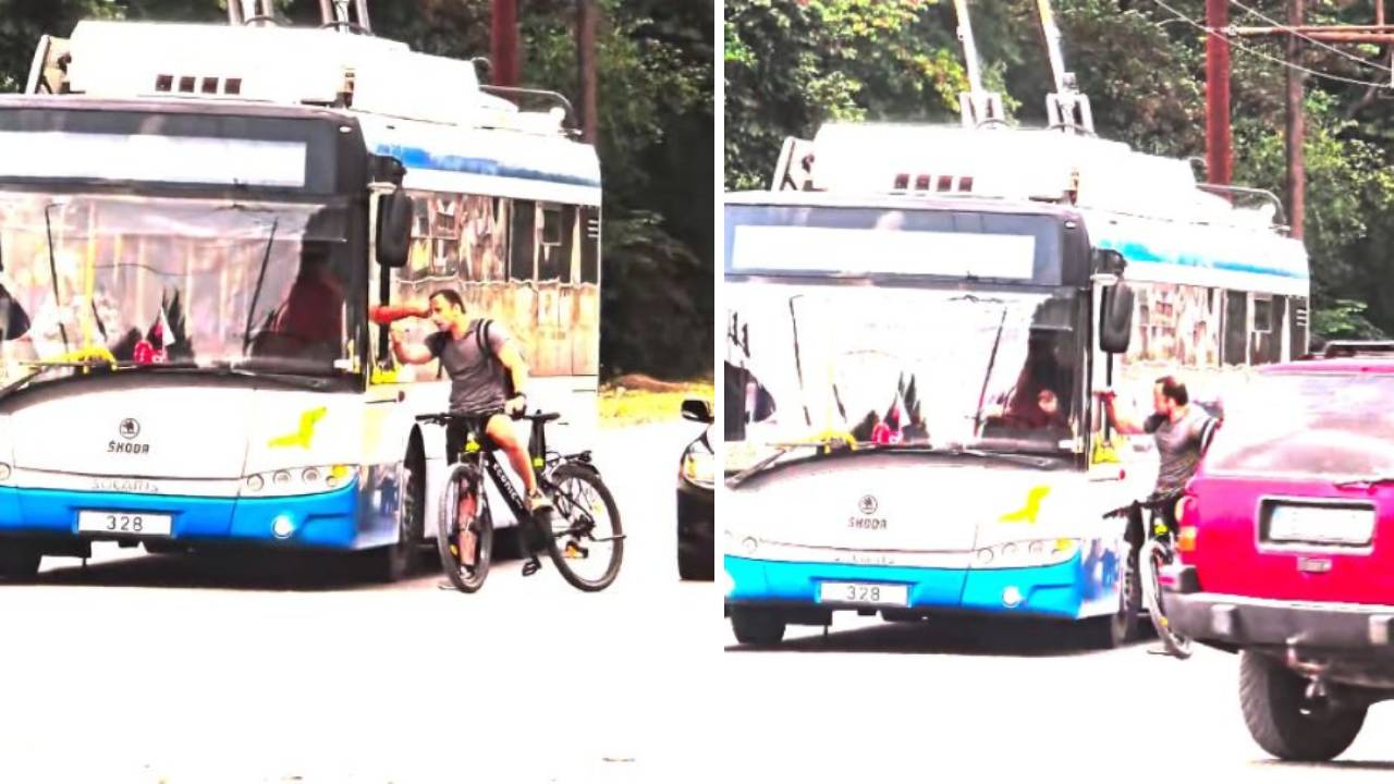 варна автобус колоездач