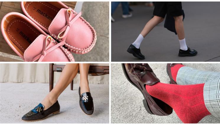 обувки - Бял чорап за мокасините