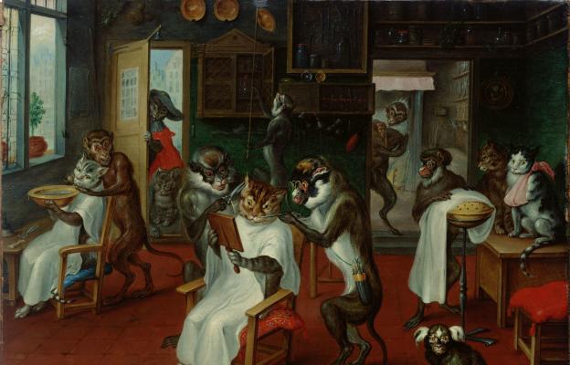 Barber Shop With Monkeys and Cats