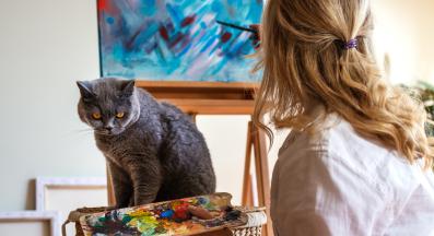 рисуване с котка