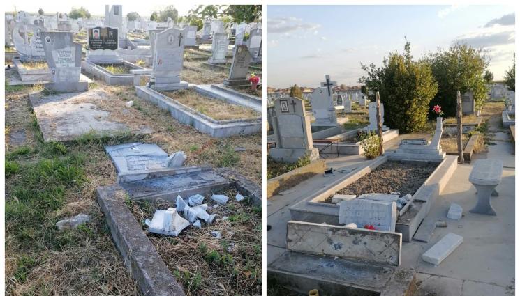 гроб - БОГОХУЛСТВО: 10-годишни поругаха над 80 гроба!