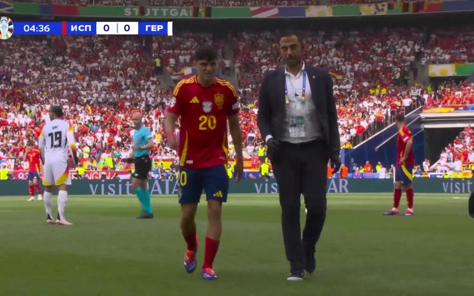 Испания получи ранен удар в началото на мача срещу Германия