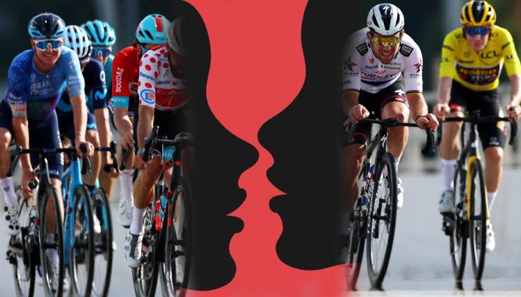 колоездене - Глобиха френски колоездач, че спрял по време на етап, за да целуне жена си и малкия си син