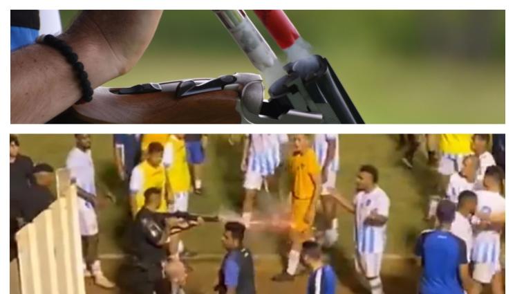 Бразилия - ЛУДОСТ! Полицай гръмна с пушка вратар след мач (ВИДЕО)