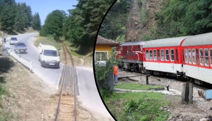 теснолинейка инцидент - Теснолинейката помете баничарка, минала прелез със спуснати бариери (ВИДЕО)