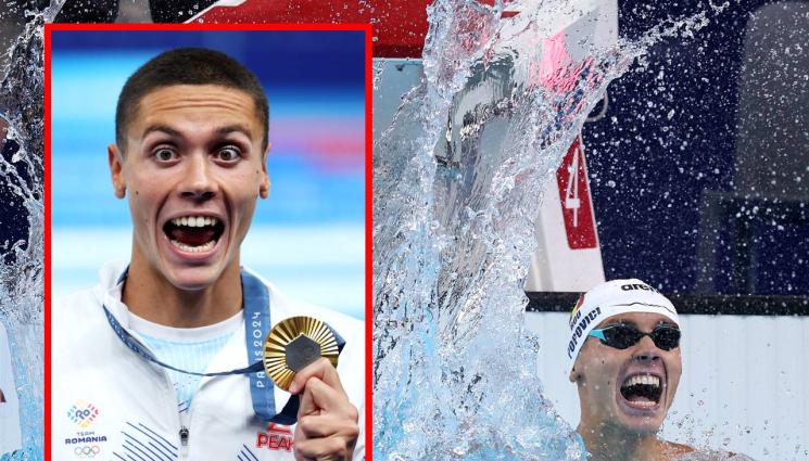 плуване - Румънският феномен в плуването Попович окичи златен медал на гърдите си