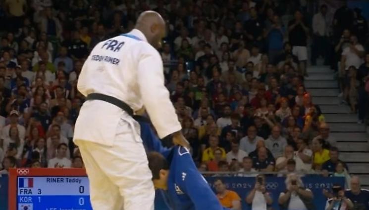 Теди Ринер - ЗАБАВНО: 81-килограмов кореец опита да победи звездата в джудото Теди Ринер, който тежи 140 кг