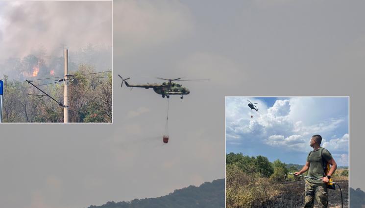 пожар - СЪС САМОЛЕТИ И ХЕЛИКОПТЕРИ: Шведи и гърци помагат от въздуха за Славянка!