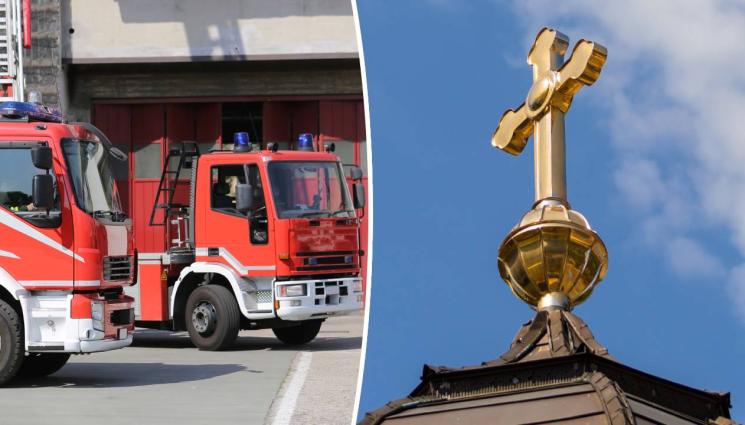 пожарна църква - ДОБРО ДЕЛО: Пожарникари изправиха кръст на църква (СНИМКИ)