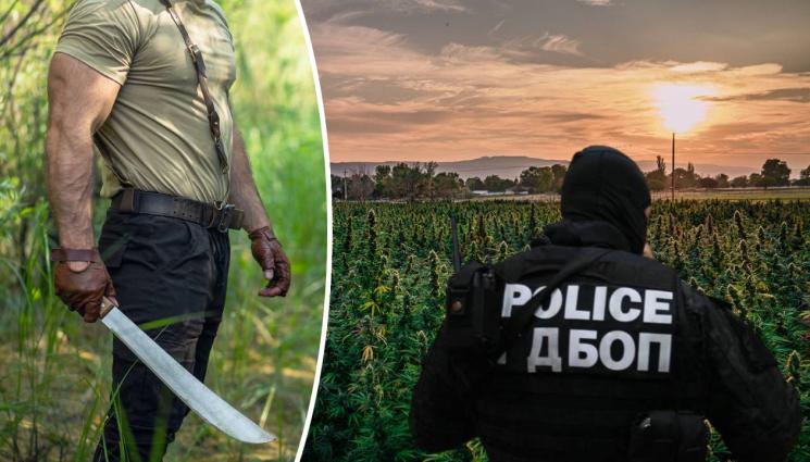 коноп растения - НА БОЙ С МВР: Дядка брани с мачете плантацията си с канабис! (СНИМКИ)