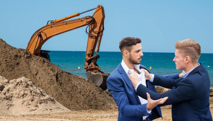 багер плаж - Милиардер пусна багер да копае известен плаж, трябвало му пясък