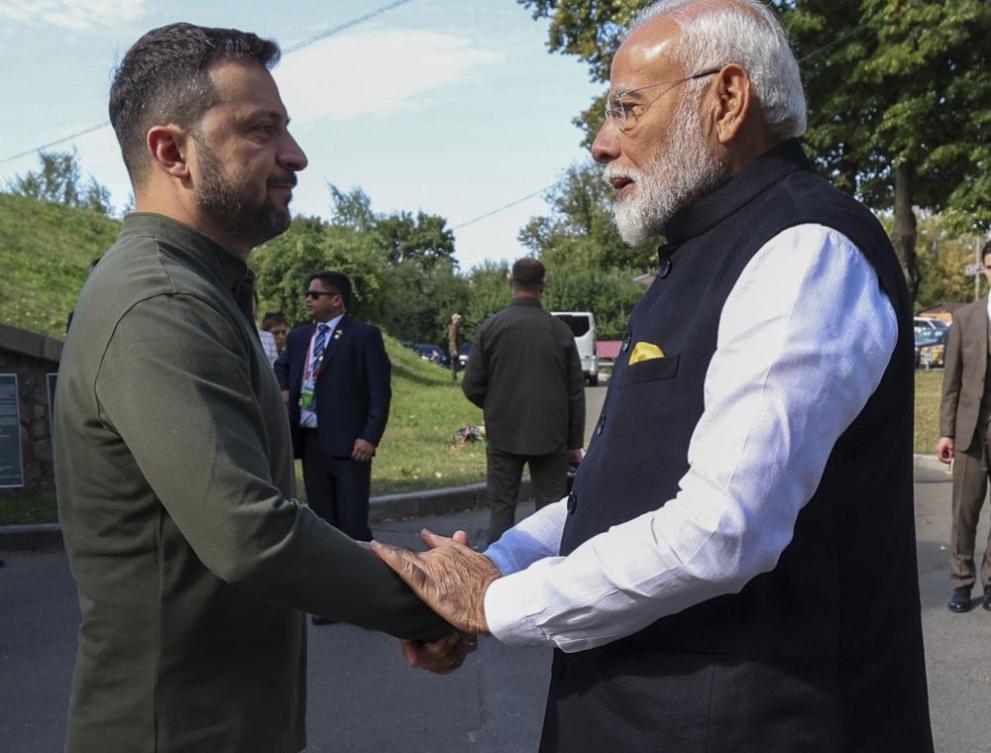  олодимир Зеленски посреща индийския министър председател Нарендра Моди 