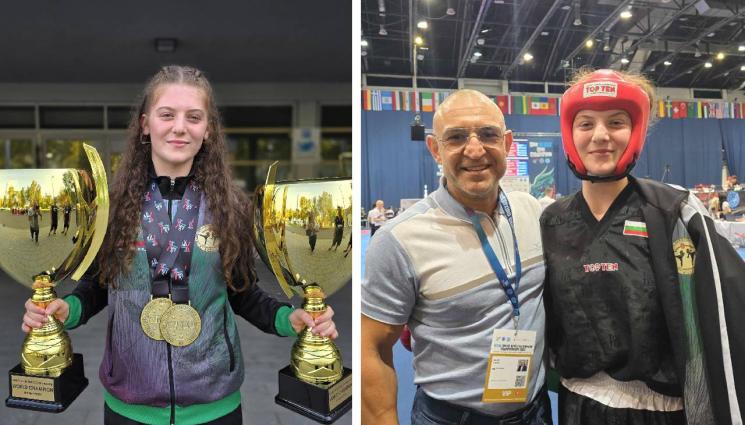 кикбокс - Христина Андонова стана двукратна световна шампионка по кикбокс за кадети в Унгария