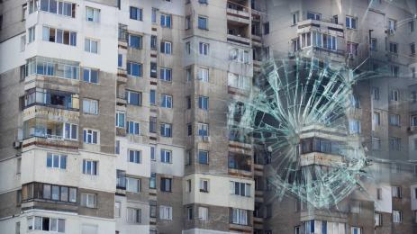 блок счупено стъкло