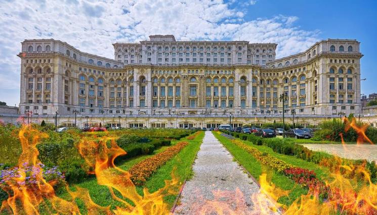 парламента в Букурещ - Пламна парламентът в Букурещ, евакуират хора!