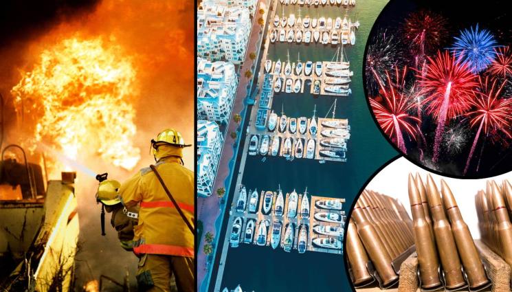 пожар яхта - Луд купон с много фойерверки и 1000 патрона унищожиха яхта за 1 милион (ВИДЕО)
