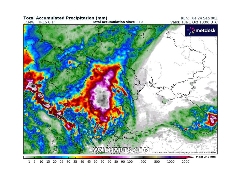 Сумарен валеж за 48 часа според ECMWF