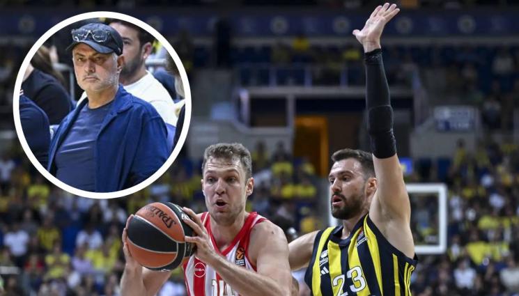 Александър Везенков Олимпиакос Жозе Моуриньо - Олимпиакос и Везенков паднаха на старта на Евролигата, Жозе Моуриньо гледа от първи ред