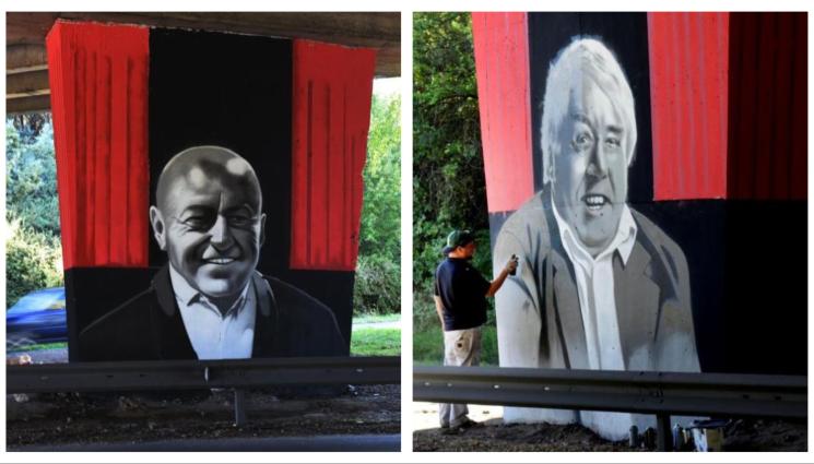 актьори - Художници изрисуваха две от колоните на Аспаруховия мост