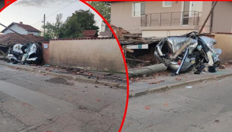 катастрофа - ЗРЕЛИЩНА КАСКАДА: Шофьор се заби в къща!