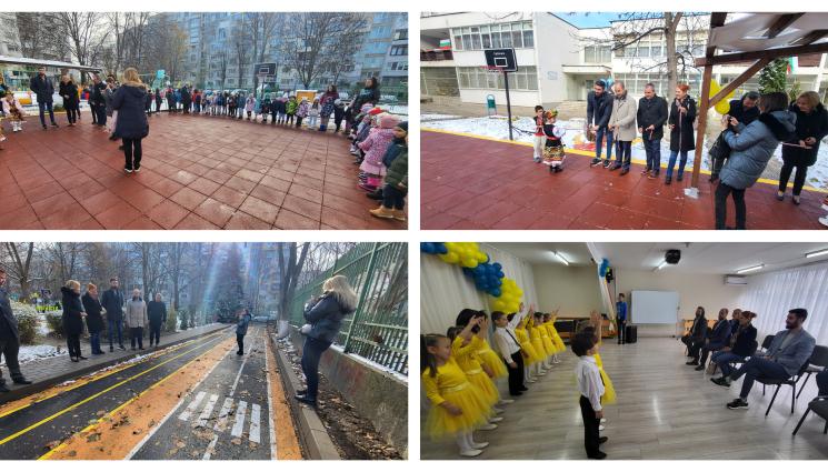 детски игрища детска градина Ран Босилек - Две ремонтирани с дарение игрища за минибаскет откриха в „Люлин”