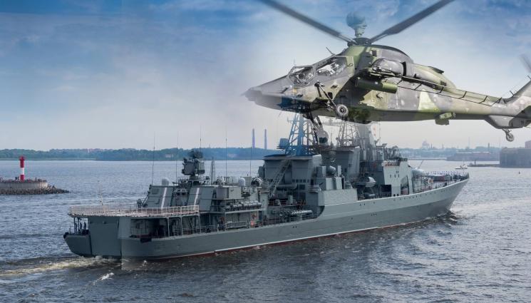 кораб хеликоптер - Руски боен кораб изстреля ракета по германски хеликоптер!