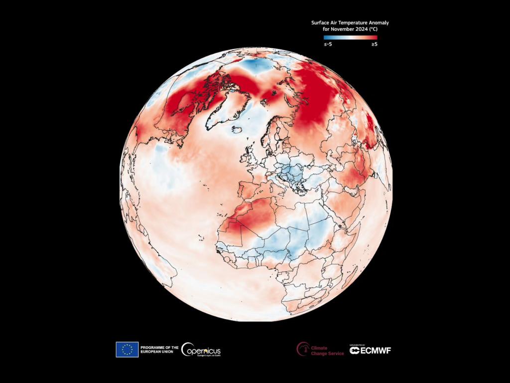 Аномалия в температурите през ноември 2024