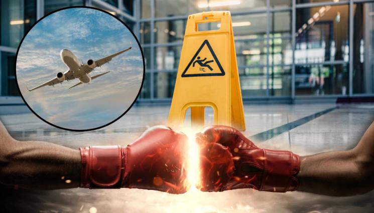 дд - ЯК БОЙ НА ЛЕТИЩЕ: Пътници и служител се млатиха с табели за мокър под! (ВИДЕО)