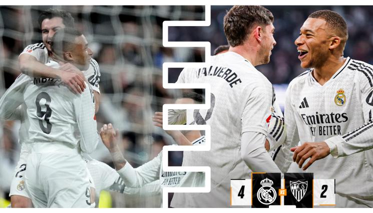 Килиан Мбапе Реал Мадрид Севиля - Реал Мадрид изпревари Барса в Примера. Мосю Мбапе каза адиос на каръка с 14-ия си гол за Галактикос