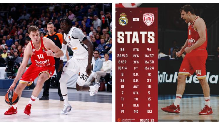 Александър Везенков Олимпиакос Реал Мадрид - Везенков с 13-9-2 при Реал-на лекция на Олимпиакос в Мадрид