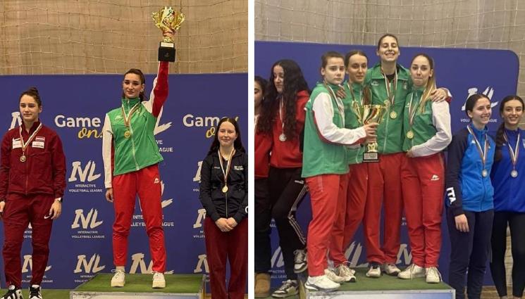 фехтовка - Два златни медала за младите ни фехтовачки в София