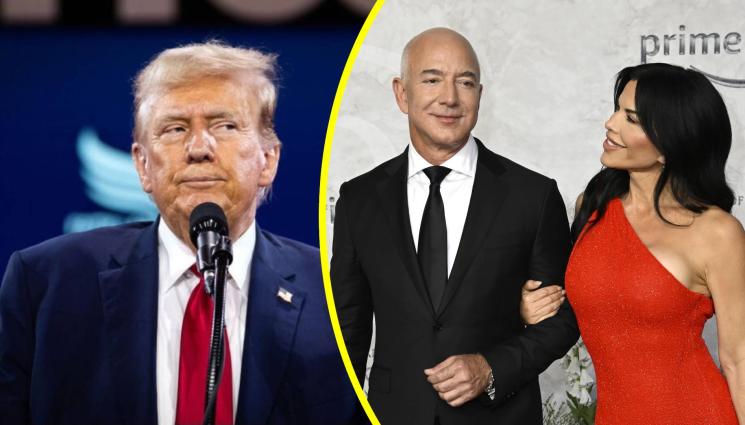 Тръмп и Безос - СЛАВА И ШОК: Доналд се закле, гаджето на милиардера Безос шокира с голи гърди на церемонията! (СНИМКИ+ВИДЕО)